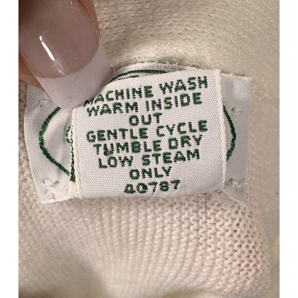 VTG Izod Lacoste Mens L White Cardigan Orlon Made USA 80s Preppy Old Money - Picture 11 of 11